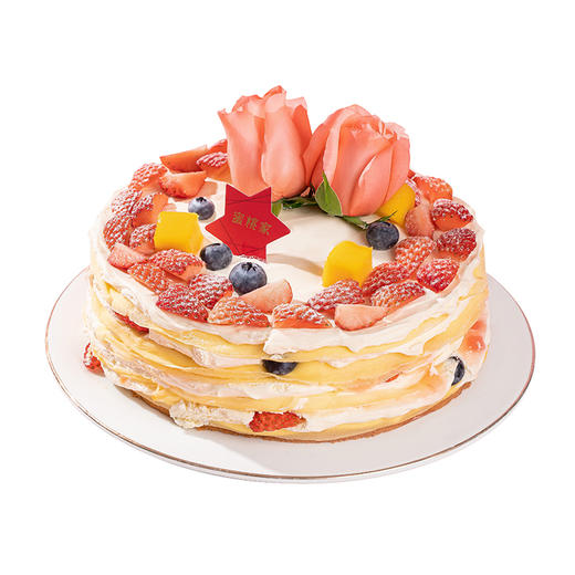 MOMOKO蜜桃家  法式千层 粉色玫瑰 草莓 戚风蛋糕胚夹层 聚会下午茶 生日蛋糕 商品图5