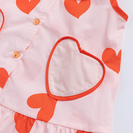 贝贝怡宝宝2022年新款女春夏装裙女童爱心满印连衣裙儿童短款裙子 商品图8