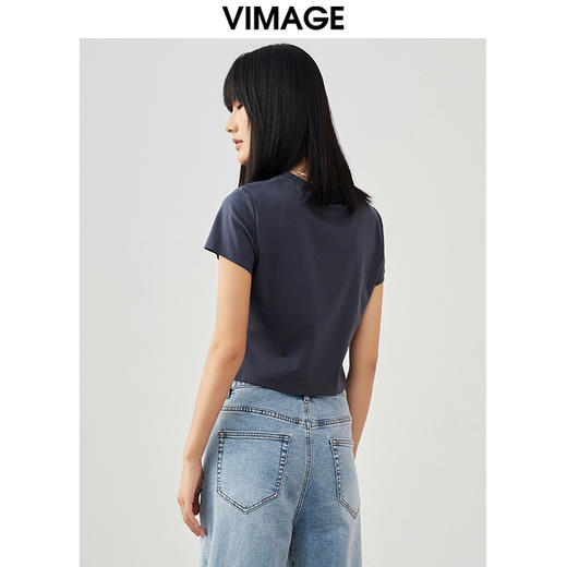 VIMAGE/纬漫纪夏季新款时尚潮流印花短袖t恤上衣V1702302 商品图5