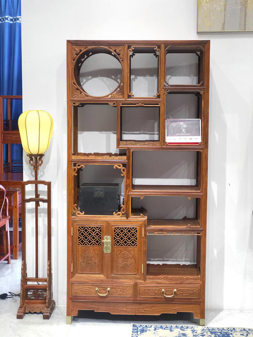红桥红  家具严选  缅甸花梨（大果紫檀）【福庆有余 博古架】 商品图3
