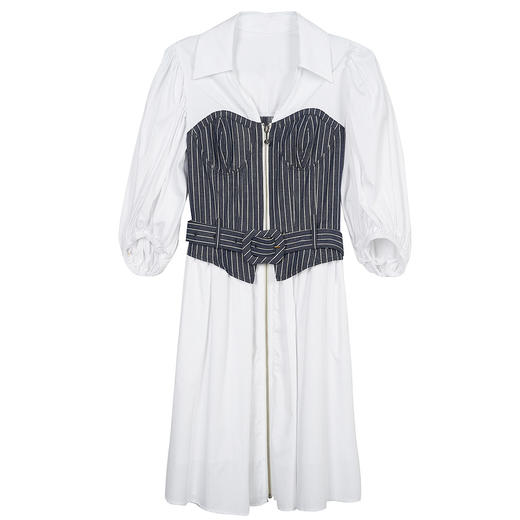 谜底2022春新款复古时尚摩登收腰系带胸衣式连衣裙女221ML0120 商品图4