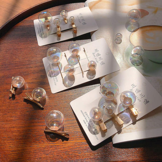 【6只装】泡泡发夹可爱少女心一字夹子头饰网红超仙侧边刘海发夹学生头饰女 商品图0