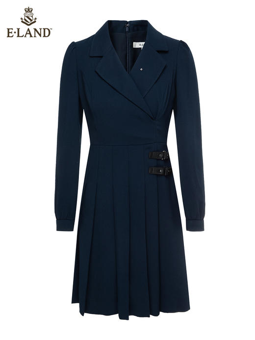 ELAND衣恋2022年春季新款小众气质藏青色职业通勤西装连衣裙女EEOWC11H2B 商品图4