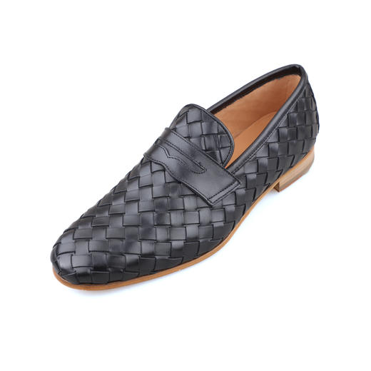 限时特价——意大利原产手工制作高品质超舒适男士编织皮乐福鞋LoaferU0250022/412-黑色柔软小牛皮 商品图1