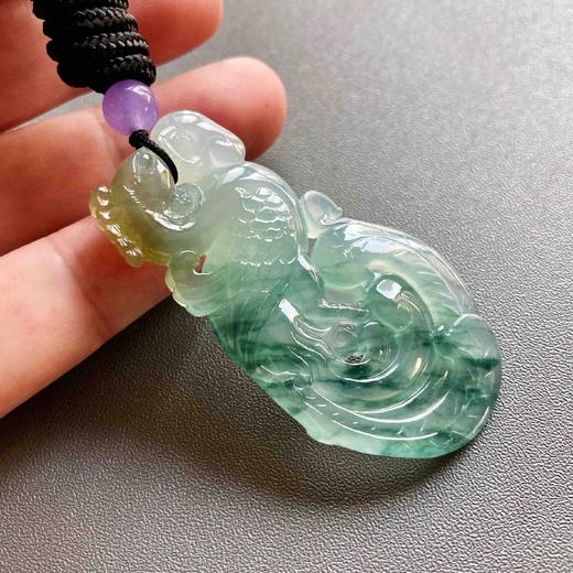 高冰种飘花黄翡俏色翡翠凤凰鸿运当头 商品图6