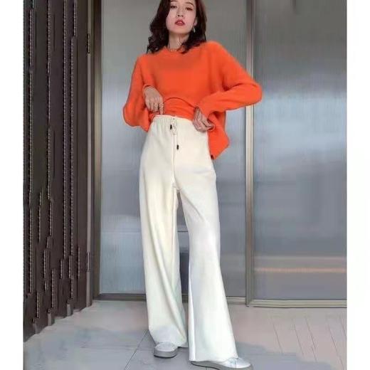 2022春秋高腰新款薄款雪尼尔奶油裤灯芯绒阔腿裤子女宽松直筒显瘦休闲裤 商品图0