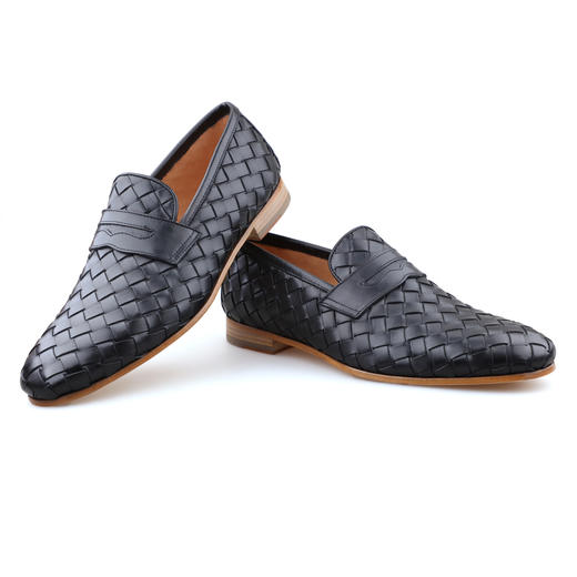限时特价——意大利原产手工制作高品质超舒适男士编织皮乐福鞋LoaferU0250022/412-黑色柔软小牛皮 商品图5