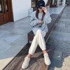 2022春秋高腰新款薄款雪尼尔奶油裤灯芯绒阔腿裤子女宽松直筒显瘦休闲裤 商品缩略图2