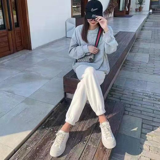 2022春秋高腰新款薄款雪尼尔奶油裤灯芯绒阔腿裤子女宽松直筒显瘦休闲裤 商品图2