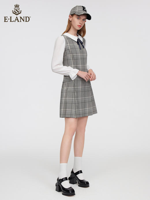 ELAND衣恋2022年春季新款洋气小香风知性文艺少女领结连衣裙女EEOWC12H1B 商品图0
