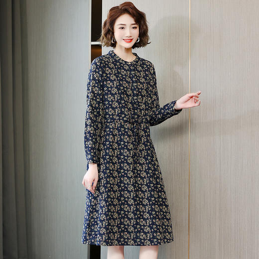 春季新款全棉单排扣碎花中长款文艺风中长裙 HR-WL23289 商品图2