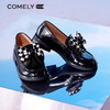 康莉2022年春季新款复古圆头棋盘格蝴蝶结韩系jk小皮鞋KYM21125 商品缩略图0