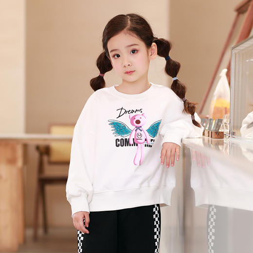 龙之涵  亲子款2022年春款加厚女童卫衣 中大童印花全棉卫衣 婴幼儿A类标准 商品图2