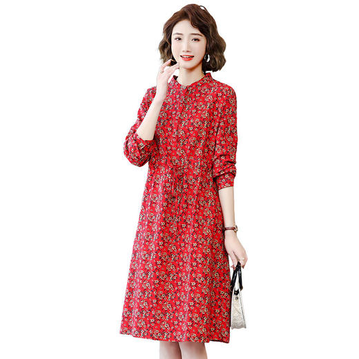 春季新款全棉单排扣碎花中长款文艺风中长裙 HR-WL23289 商品图4