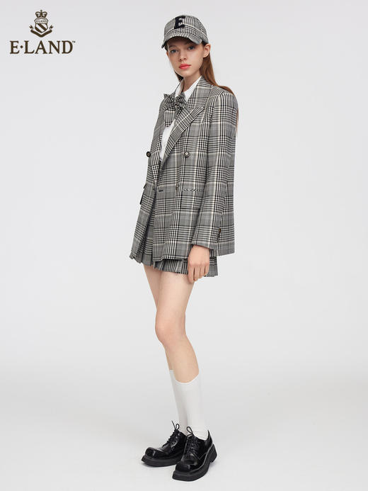 ELAND衣恋2022年春季新款复古简约气质经典格纹学院风西装外套女EEJKC12H2M 商品图1