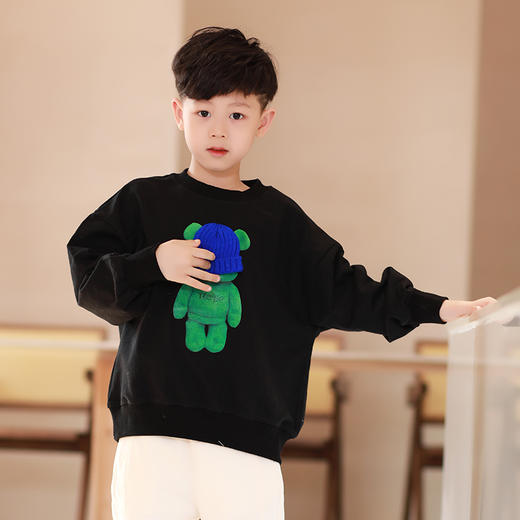 【早春特价清仓】龙之涵 儿童毛线蓝帽熊印花卫衣 全棉 春款中大童套头上衣 婴幼儿A类标准 商品图7