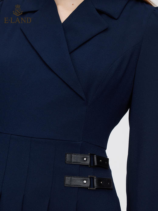 ELAND衣恋2022年春季新款小众气质藏青色职业通勤西装连衣裙女EEOWC11H2B 商品图3