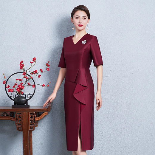 旗袍质感婚宴礼服连衣裙新款气质优雅宴会装WXG-8361 商品图3