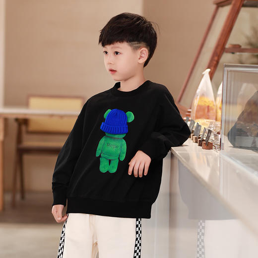 【早春特价清仓】龙之涵 儿童毛线蓝帽熊印花卫衣 全棉 春款中大童套头上衣 婴幼儿A类标准 商品图9