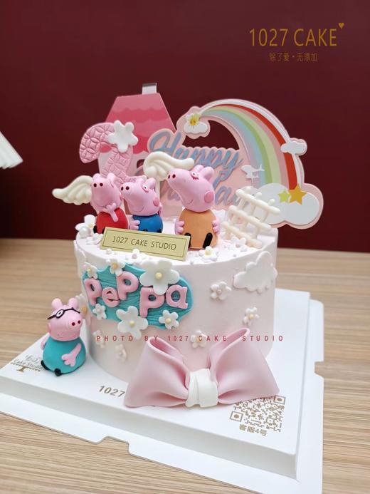 1027CAKE | 粉色系小猪佩奇款式 全家福 翻糖蝴蝶结 商品图1