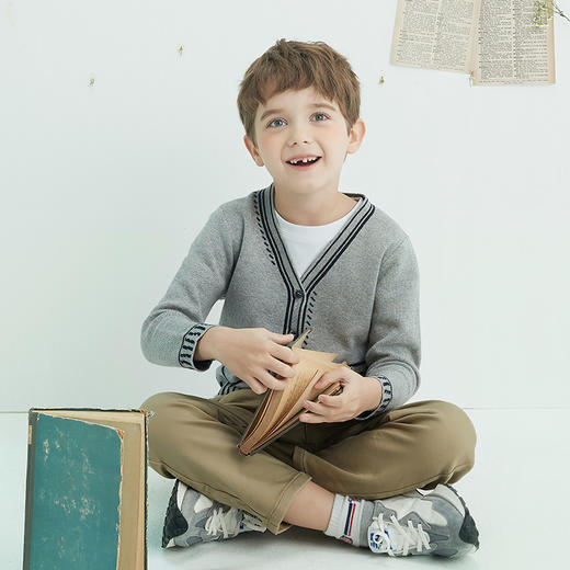 mettekids儿童针织衫2022春季新款男童大童撞色毛衣儿童棉打底衫 商品图4