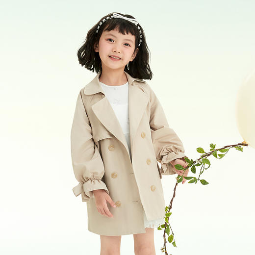 mettekids女童外套儿童大衣2022春季新款上衣童装洋气时髦风衣 商品图1