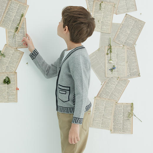 mettekids儿童针织衫2022春季新款男童大童撞色毛衣儿童棉打底衫 商品图5