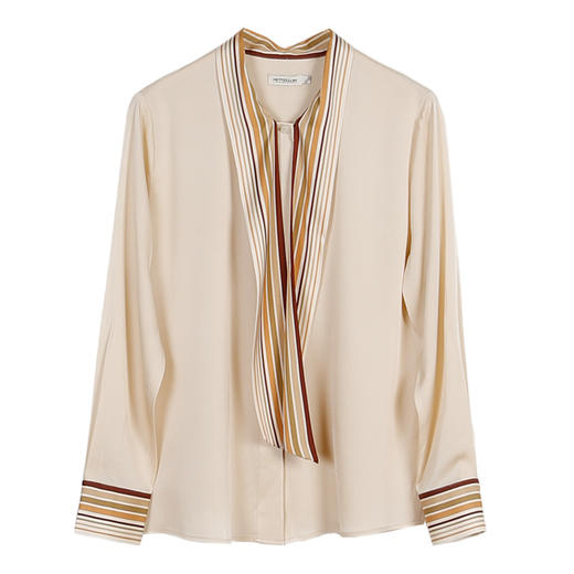 METTE22年春夏女士桑蚕丝衬衫长袖直筒超薄真丝上衣时尚系带衬衣 商品图5