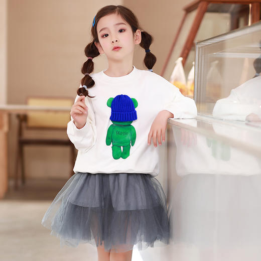 【早春特价清仓】龙之涵 儿童毛线蓝帽熊印花卫衣 全棉 春款中大童套头上衣 婴幼儿A类标准 商品图4