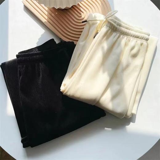 雪尼尔女春秋季2022新款宽松春秋高腰垂坠感显瘦直筒长裤 阔腿裤子女潮流百搭秋冬季宽松小个子高腰垂感显瘦加厚仙女暖暖裤 商品图5