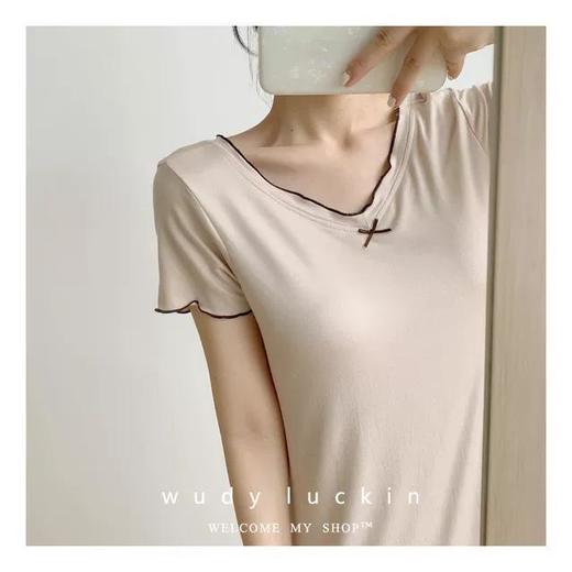 莫代尔睡裙女短袖夏天薄款弹力甜美少女200斤大码5XL家居服带胸垫 商品图4