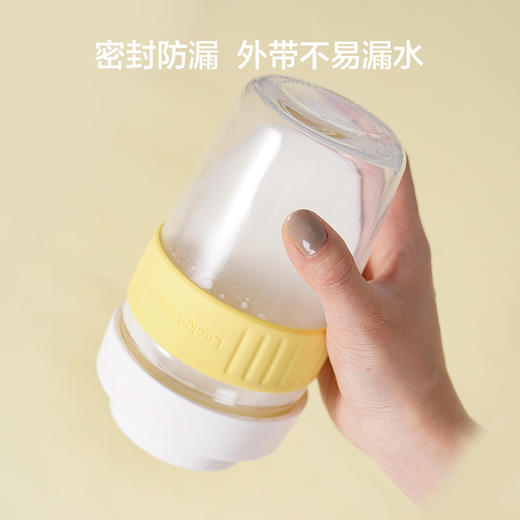 乐扣乐扣早餐杯玻璃水杯女生透明带盖勺吸管杯子牛奶酸奶果汁学生 LLG963 商品图3