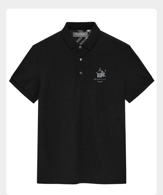 太平鸟男装 夏季新款刺绣黑色POLO衫B1DBB2521 商品图0