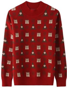 天山圆领提花女套衫