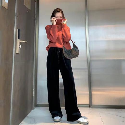 2022春秋高腰新款薄款雪尼尔奶油裤灯芯绒阔腿裤子女宽松直筒显瘦休闲裤 商品图1
