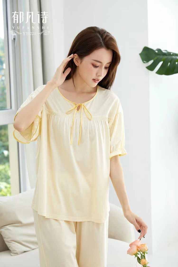 郁凡诗-田园拾光丝光棉女式睡衣套装31221【zb】