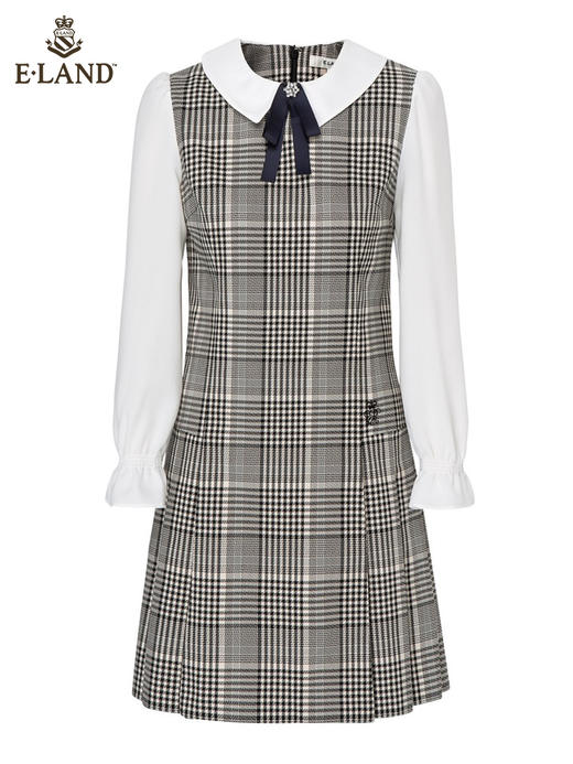 ELAND衣恋2022年春季新款洋气小香风知性文艺少女领结连衣裙女EEOWC12H1B 商品图3