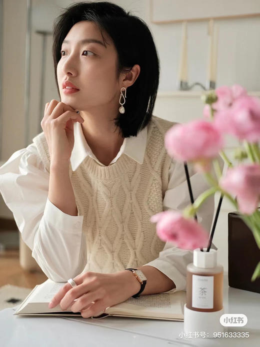 HIDEMI 美利奴羊毛花针拼色设计感马夹背心 商品图2