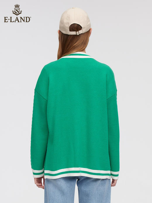 ELAND衣恋2022年春季新款洋气设计感绿色宽松针织开衫毛衣外套女EECKC12Q3N 商品图2