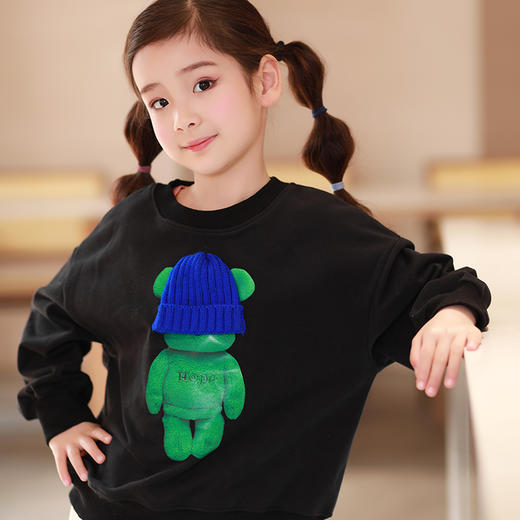 【早春特价清仓】龙之涵 儿童毛线蓝帽熊印花卫衣 全棉 春款中大童套头上衣 婴幼儿A类标准 商品图8