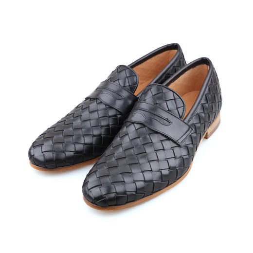 限时特价——意大利原产手工制作高品质超舒适男士编织皮乐福鞋LoaferU0250022/412-黑色柔软小牛皮 商品图6