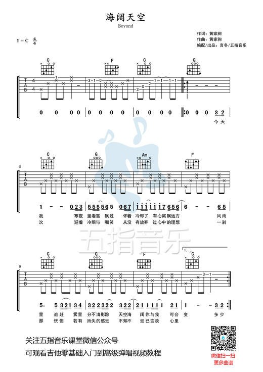 吉他谱：Beyond《海阔天空》 商品图0