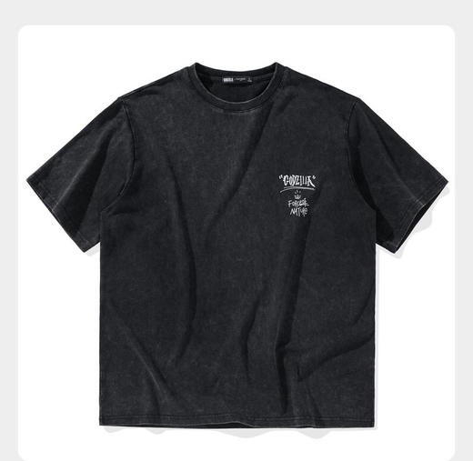 太平鸟男装 哥斯拉联名做旧水洗短袖T恤男B2DAB2558 商品图0