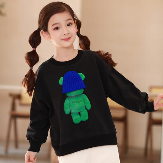 【早春特价清仓】龙之涵 儿童毛线蓝帽熊印花卫衣 全棉 春款中大童套头上衣 婴幼儿A类标准 商品图2