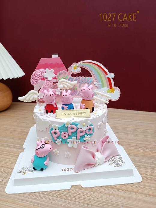 1027CAKE | 粉色系小猪佩奇款式 全家福 翻糖蝴蝶结 商品图0