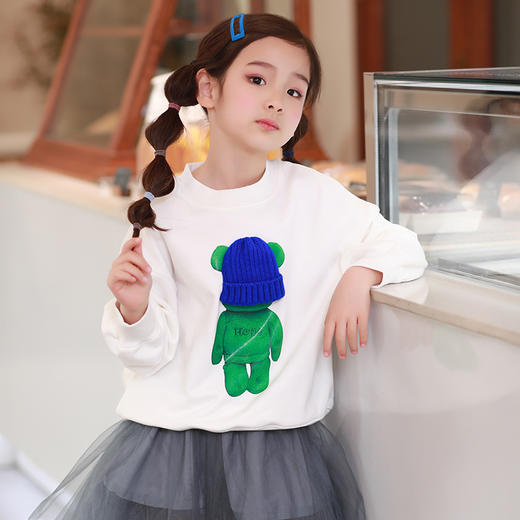 【早春特价清仓】龙之涵 儿童毛线蓝帽熊印花卫衣 全棉 春款中大童套头上衣 婴幼儿A类标准 商品图11