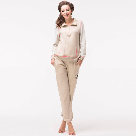 爱帝女式立领休闲长袖毛圈卫衣套装 商品图4