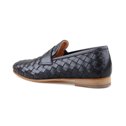 限时特价——意大利原产手工制作高品质超舒适男士编织皮乐福鞋LoaferU0250022/412-黑色柔软小牛皮 商品图3