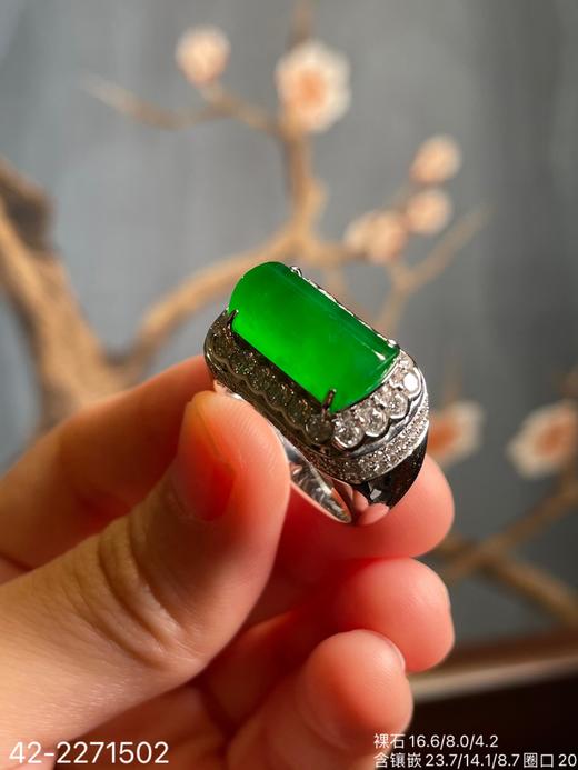 老坑玻璃艳绿马鞍戒指【42-2271502】具体价格微信咨询 商品图8