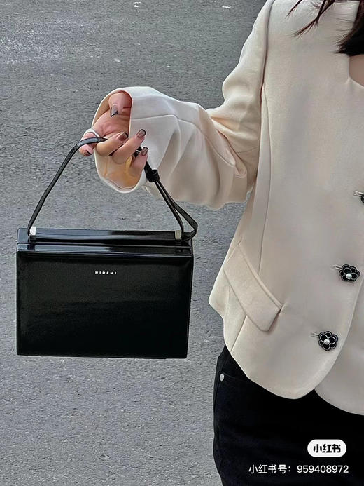 HIDEMI 经典牛皮可拆卸双肩带box豆腐包中号  黑色/冰蓝色/砖红色/开心果绿 商品图6